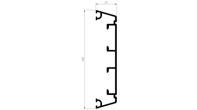 AWP 101 Mullion 100 mm 2 layer - 6000 mm